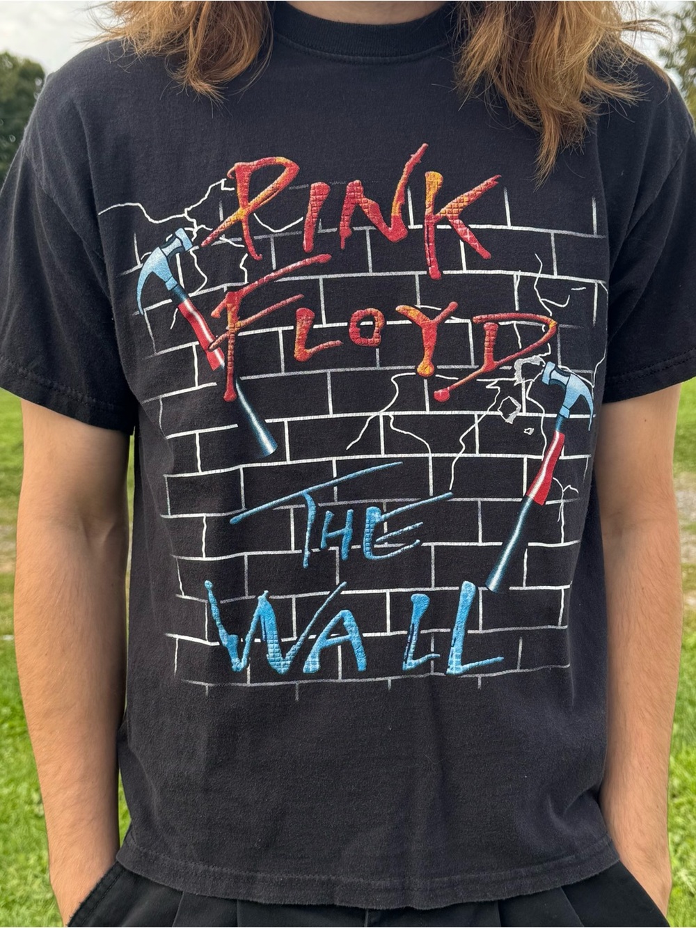 Vintage 90s Pink Floyd The Wall Shirt Large Screen Stars Band Tee